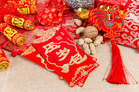鞭炮喜庆氛围春节鸡年红包背景