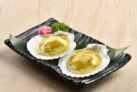 牡蛎蘑菇日式料理背景