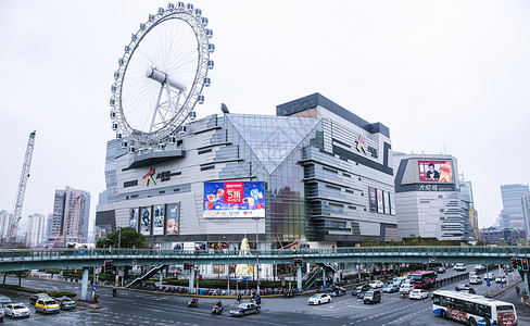 汽车质感城市建筑商场桥马路车流背景