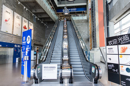 简洁大气商场设施建筑扶梯背景图片