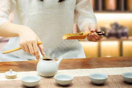 武夷茶文化花茶泡茶师高清图片