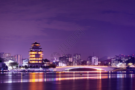 美丽鹅城惠州水门桥夜景门桥高清图片