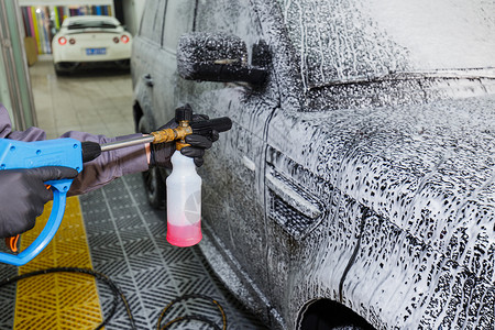 洗车泡沫洗车养车汽车美容保养背景