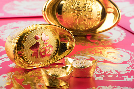 金币元宝中国年春节背景元素背景