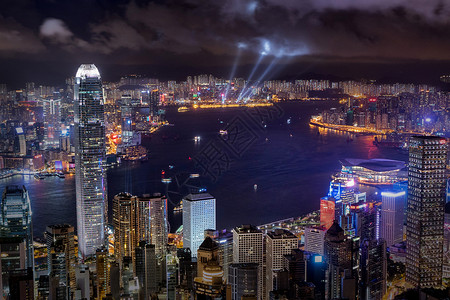 山顶俯视香港夜景背景