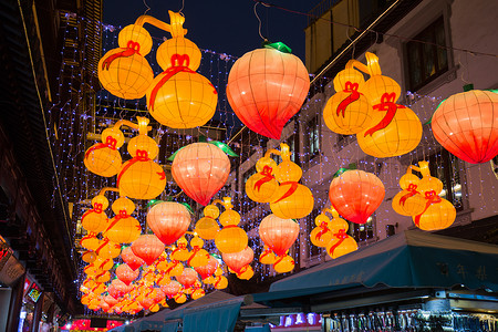 中国新年春节灯会夜景庙会高清图片素材