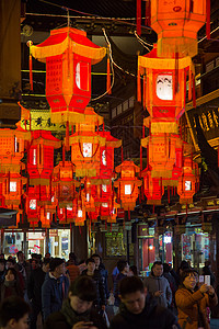 中国新年春节灯会夜景城隍庙高清图片素材