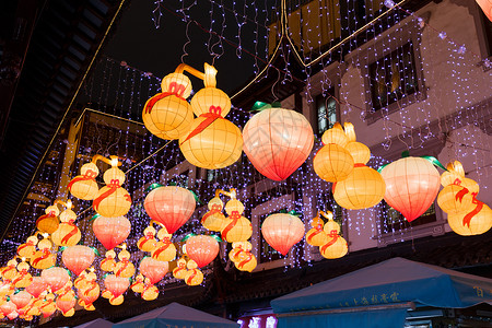 中国新年春节灯会夜景灯笼高清图片素材