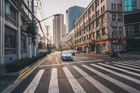 二三线城市城市街头拍摄背景