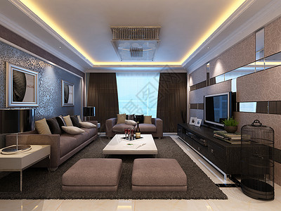 3D房间现代简约客厅效果图背景