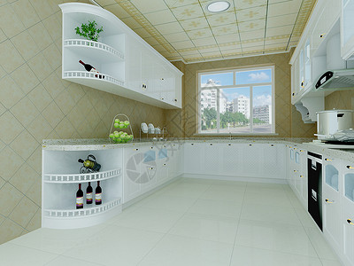 冷色系厨房效果图高清图片