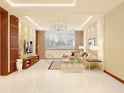 新中式家装风格效果图客厅高清图片素材