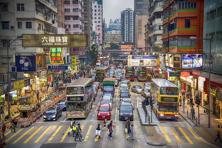 汽车建筑香港街景背景