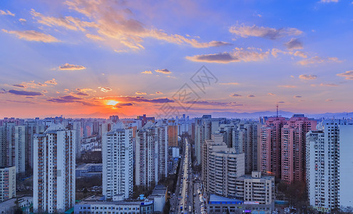 北京城夜景北京城爬楼俯瞰背景