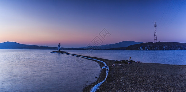 托卡内夫灯塔海湾灯塔日出全景背景