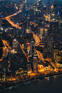 上海城市夜景俯拍背景图片
