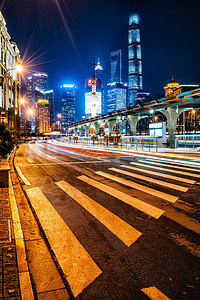 门与路素材上海中速交通夜景背景