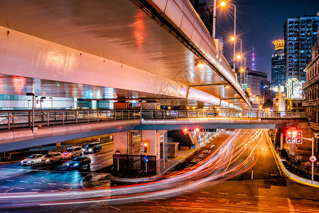 上海城市夜景车流图片