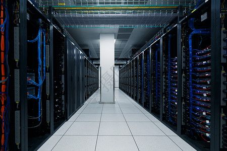 电子网络服务器机架和数据线背景