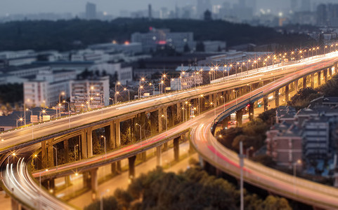 车水马龙高架桥夜景高清图片