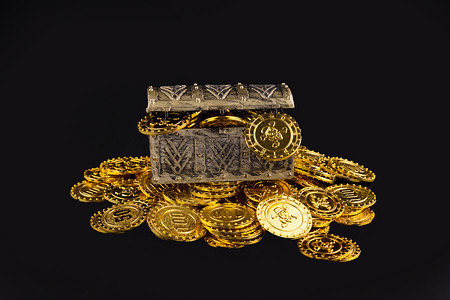 宝箱素材金币和宝箱背景