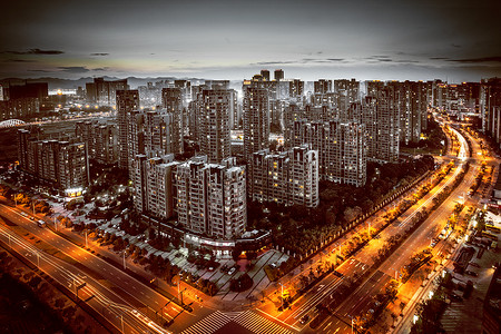 街灯夜景城市高楼楼盘效果图背景