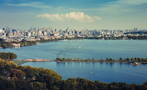 西湖杭州 城市风景 全景 背景高清图片