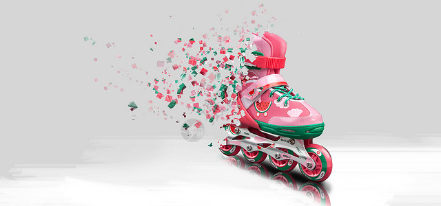 手绘激情字体创意轮滑鞋 创意广告海报背景