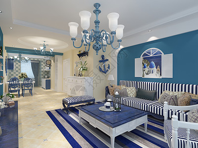 地中海风格客厅效果图背景图片