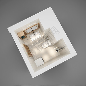 房子3D卫生间鸟瞰效果图背景