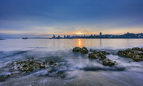 海边夕阳旅游汇泉湾高清图片