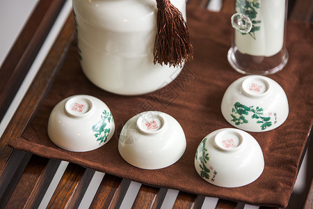 中国陶瓷茶具摆件背景