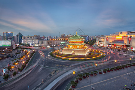 环形流程西安钟楼背景