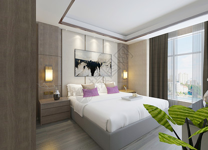 床铺效果图现代卧室效果图背景