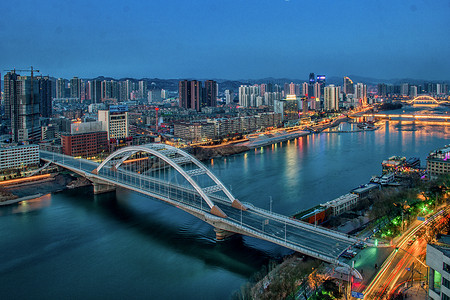 兰州夜景城市桥夜景高清图片