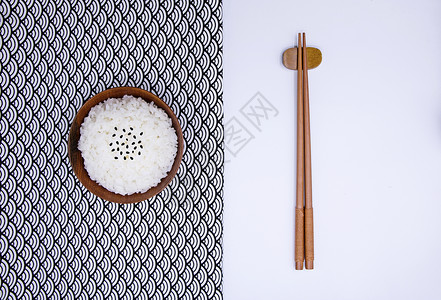 极简黑芝麻白米饭主食餐具套装餐布图片