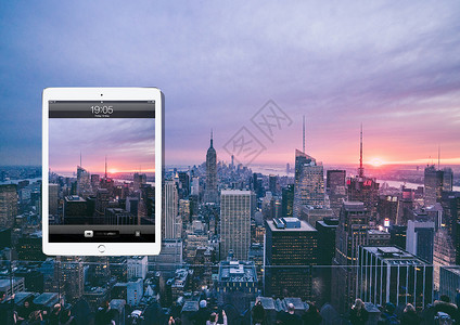 苹果充电界面IPAD界面高楼背景设计图片