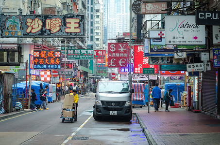 香港街头人文风光背景