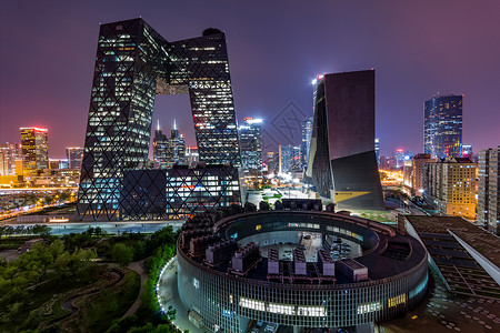 中央电视台logoCCTV大楼建筑夜景背景