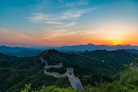 金山岭长城夕阳风光摄影图片