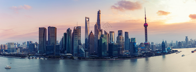 小木屋日落风光上海都市全景风光建筑摄影背景