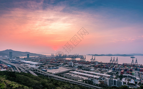 日出港湾背景图片
