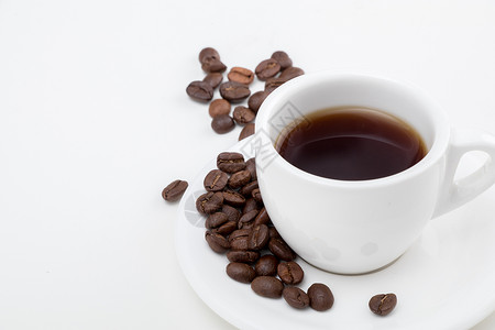 简洁咖啡豆咖啡摆拍背景图片