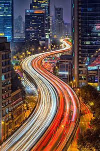 夜晚上海车流背景