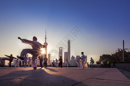 全民健身节上海的早晨背景