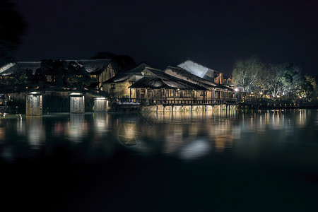 古镇夜乌镇夜色背景