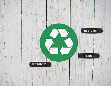 环保木板白色木板与循环标志设计图片