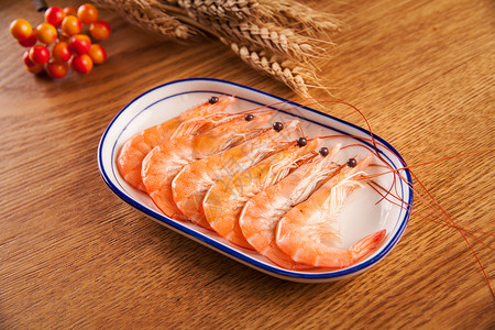 创意料理新鲜的虾 食材背景