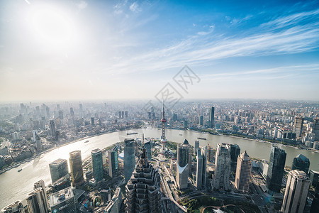 上海陆家嘴外滩俯视城市风景背景