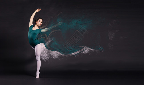 芭蕾舞蹈培训跳舞的人在随风飘洒粒子效果蜕变设计图片